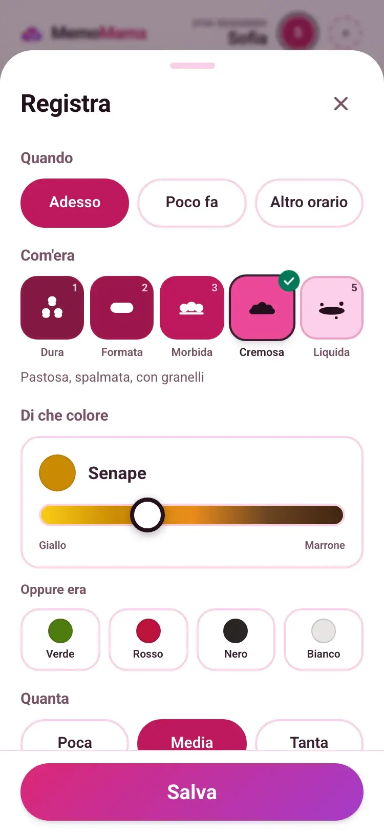 Il foglio per segnare un cambio
